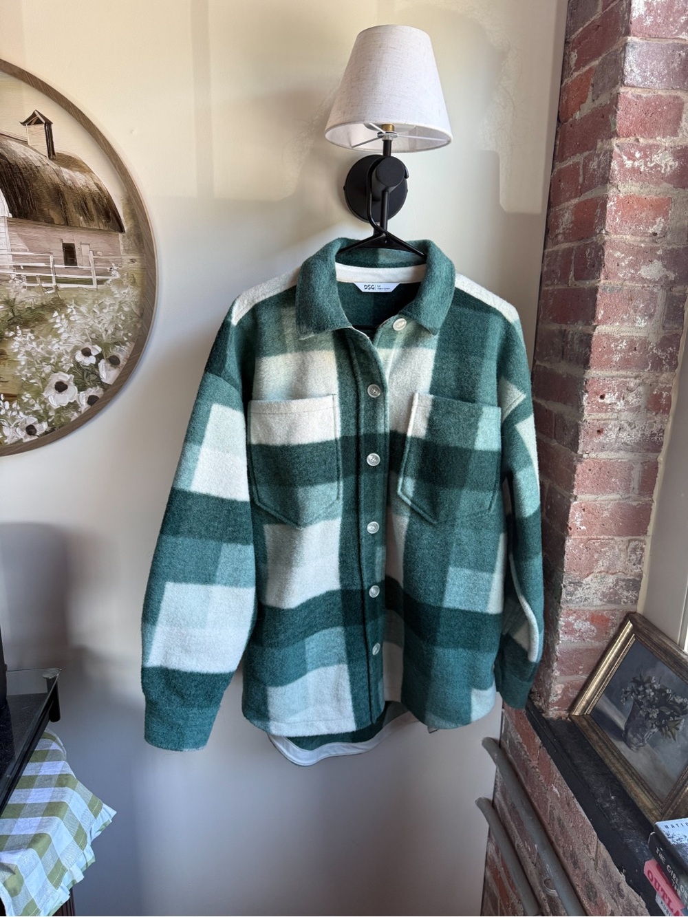 DSG Green and White Plaid Button-Up Shacket